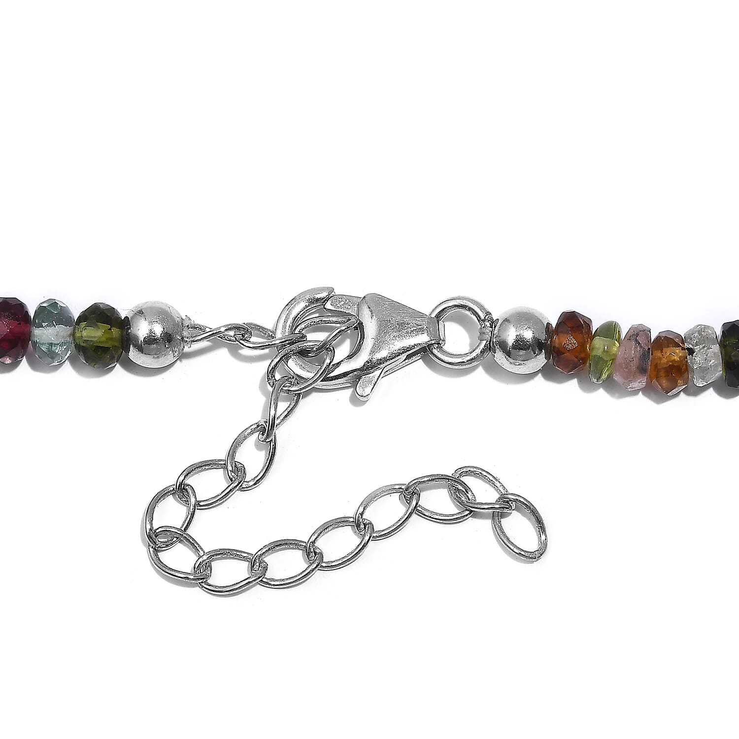 Multi-Tourmaline Beaded 58 ctw Necklace 18 Inches in Rhodium Over Sterling Silver