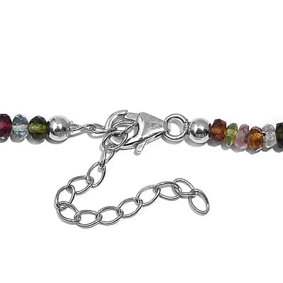 Multi-Tourmaline Beaded 58 ctw Necklace 18 Inches in Rhodium Over Sterling Silver