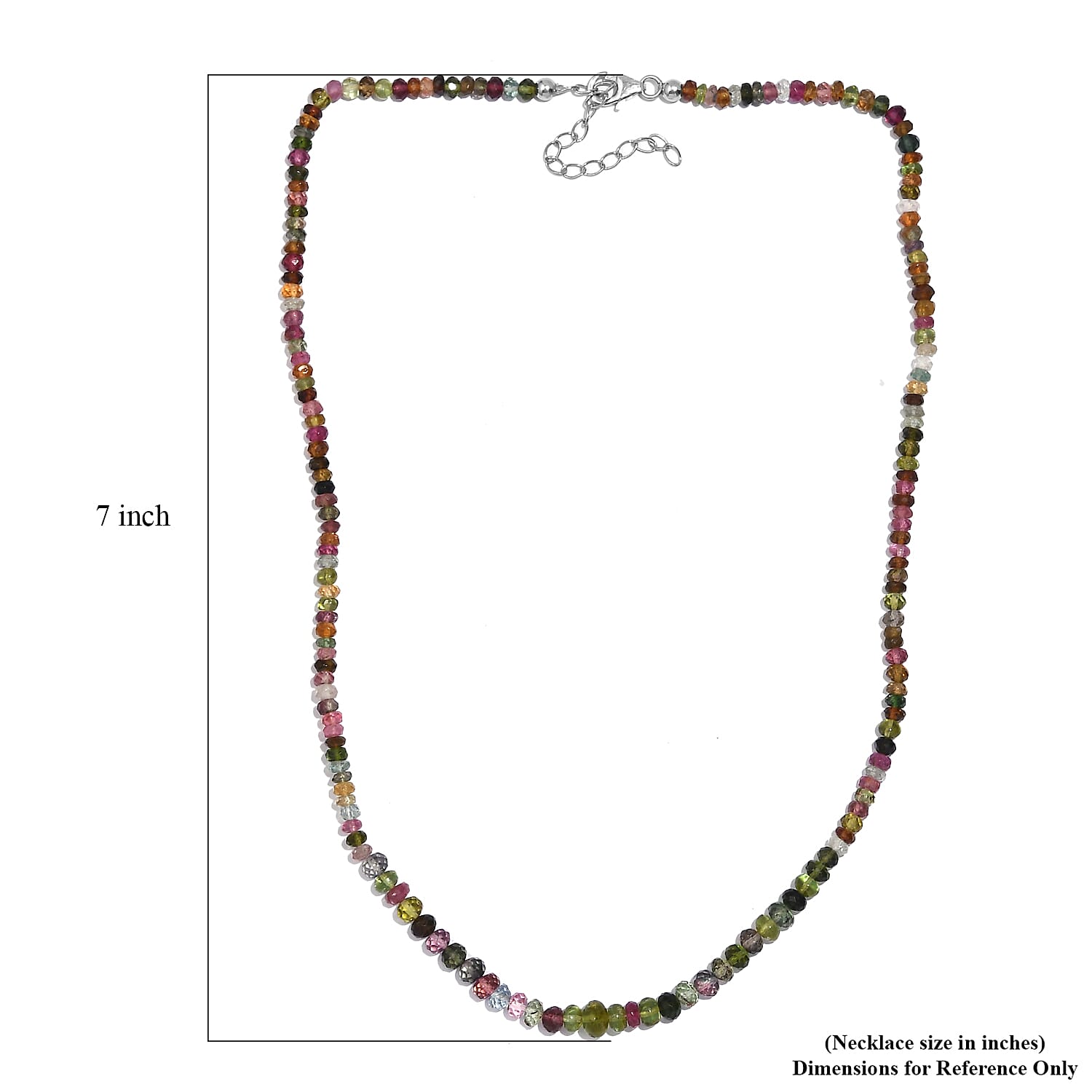 Multi-Tourmaline Beaded 58 ctw Necklace 18 Inches in Rhodium Over Sterling Silver