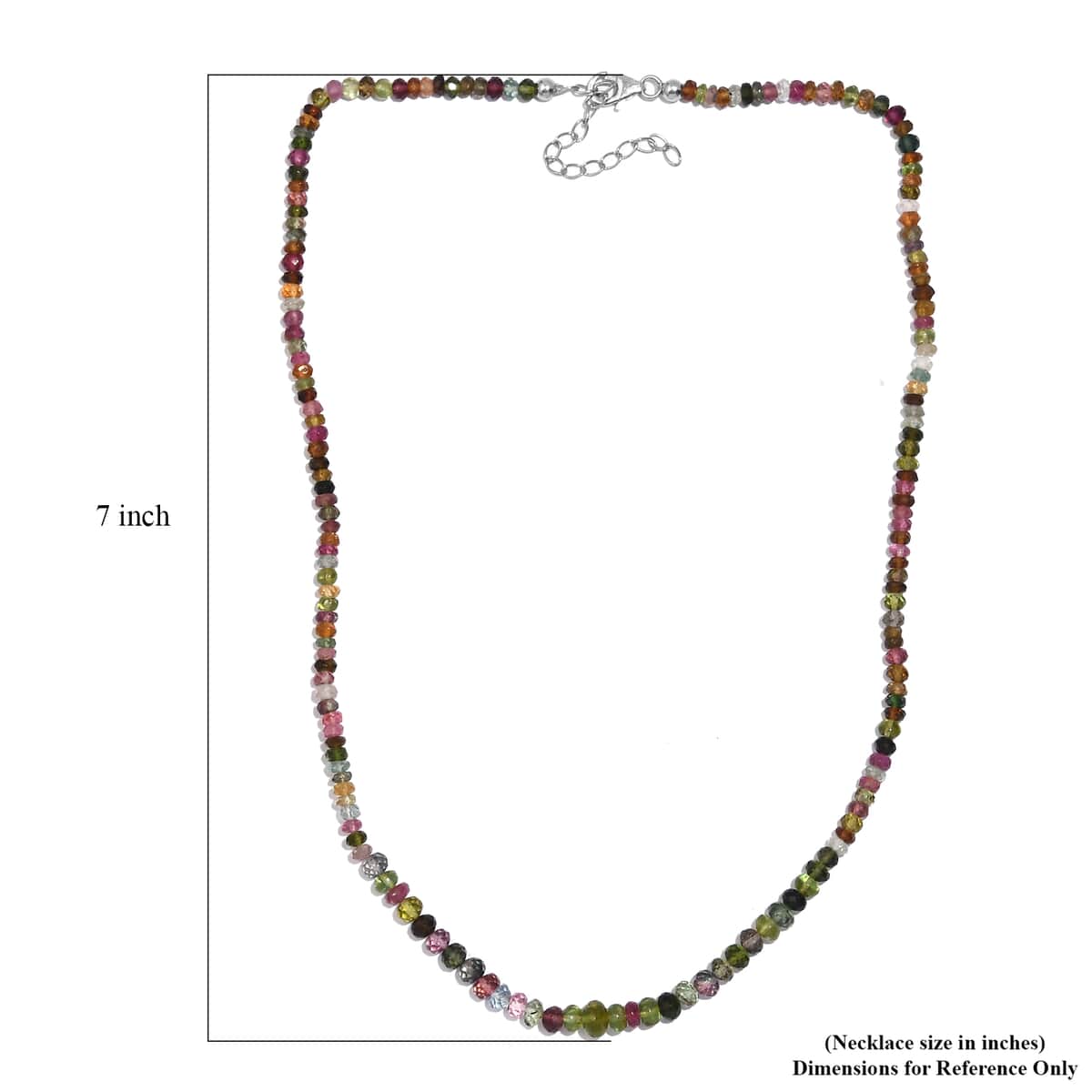 Multi-Tourmaline Beaded 58 ctw Necklace 18 Inches in Rhodium Over Sterling Silver image number 5