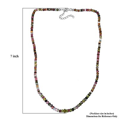 Multi-Tourmaline Beaded 58 ctw Necklace 18 Inches in Rhodium Over Sterling Silver