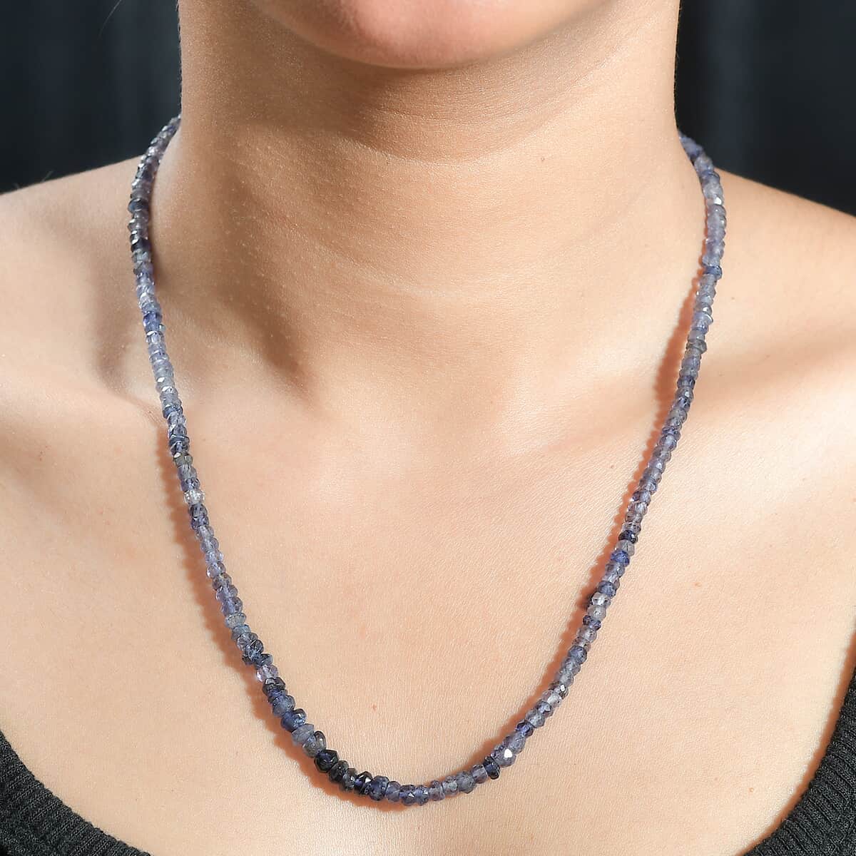 Catalina Iolite Beaded 110.00 ctw Necklace 18 Inches in Rhodium Over Sterling Silver  image number 2