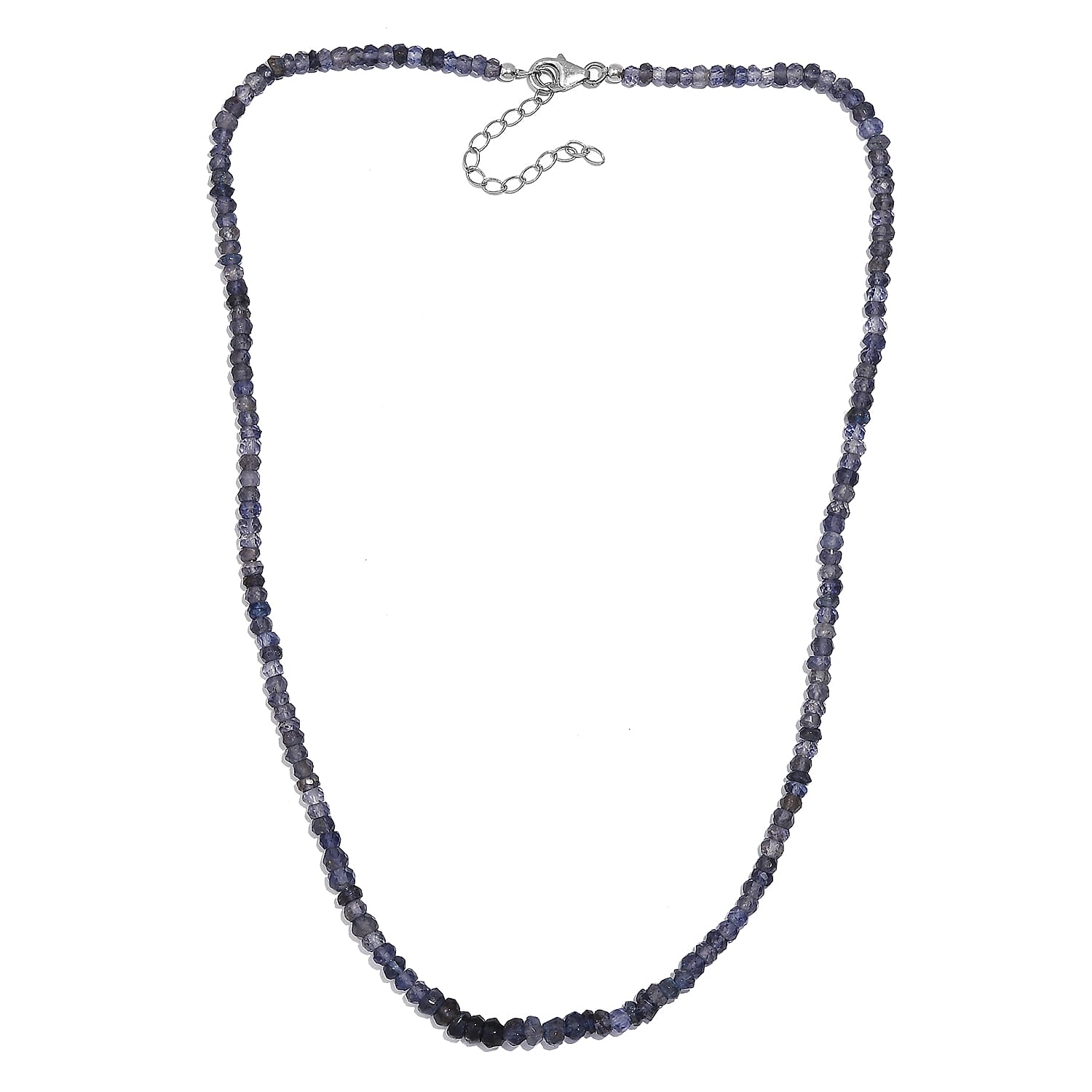 Catalina Iolite Beaded 110.00 ctw Necklace 18 Inches in Rhodium Over Sterling Silver 