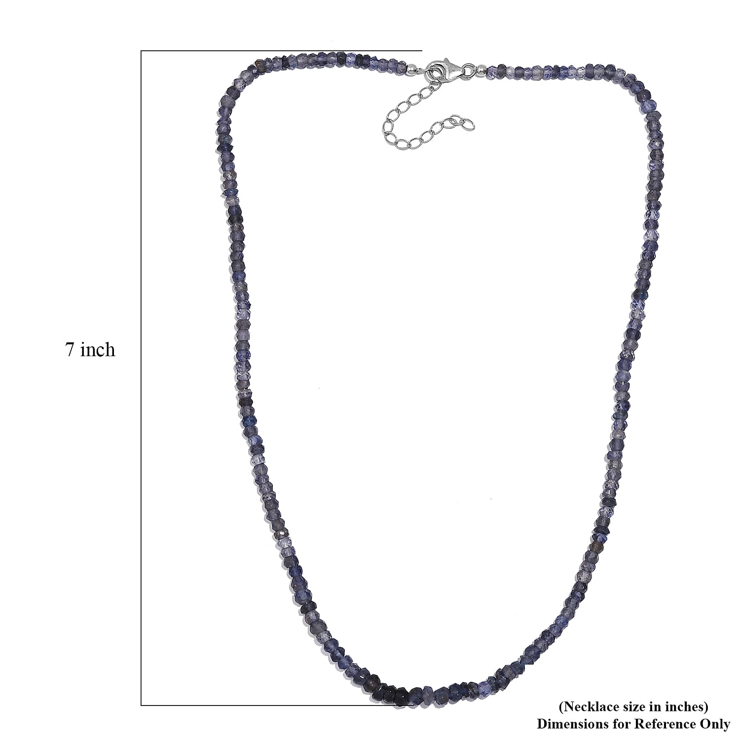 Catalina Iolite Beaded 110.00 ctw Necklace 18 Inches in Rhodium Over Sterling Silver 