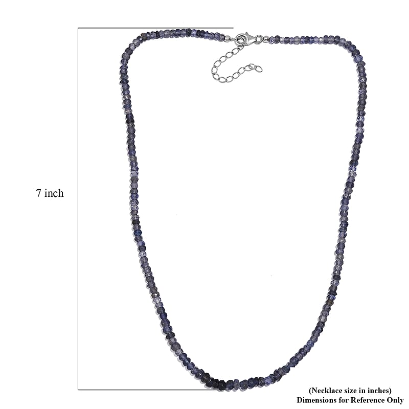 Catalina Iolite Beaded 110.00 ctw Necklace 18 Inches in Rhodium Over Sterling Silver 