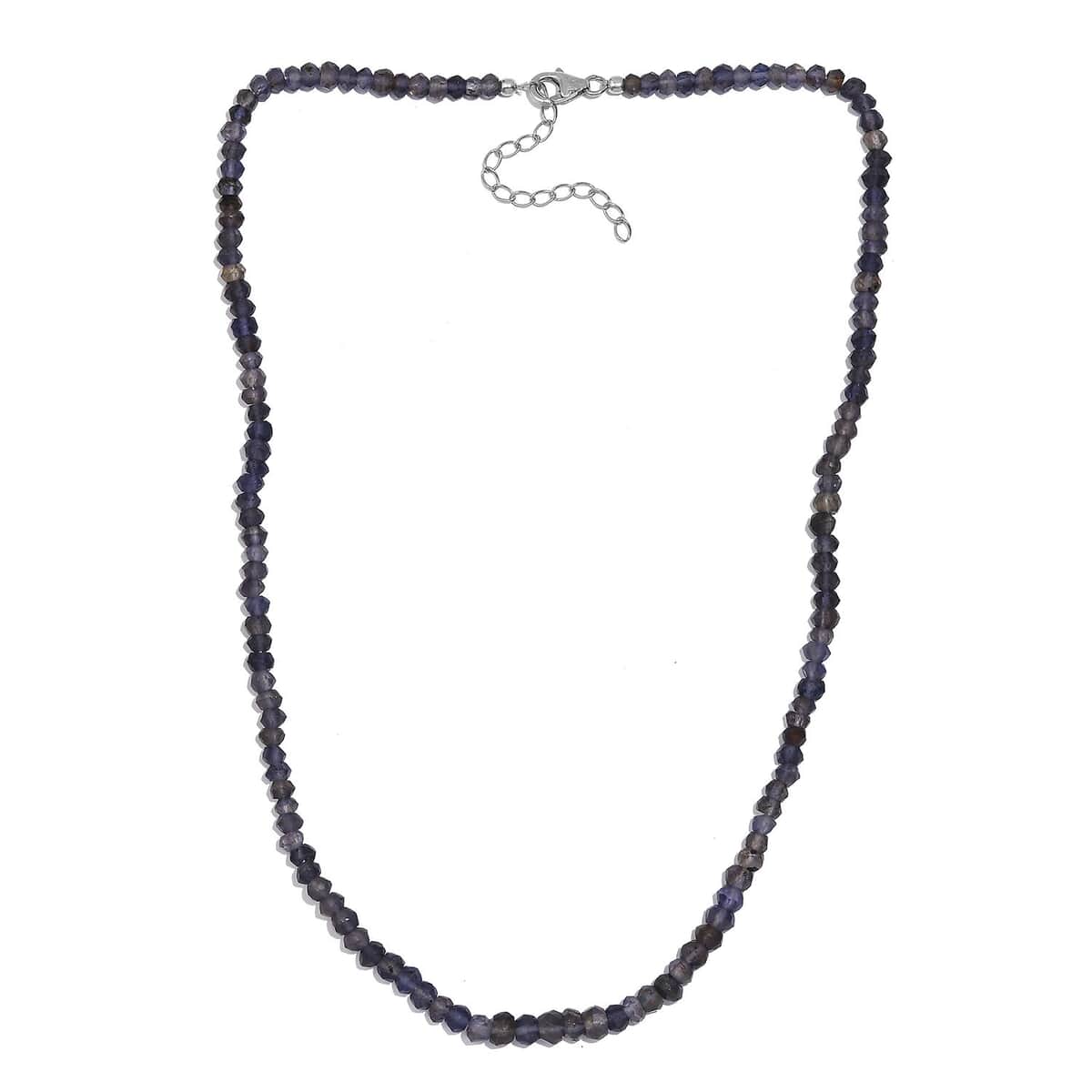 Catalina Iolite 58.00 ctw Beaded Necklace in Rhodium Over Sterling Silver 18-20 Inches image number 3