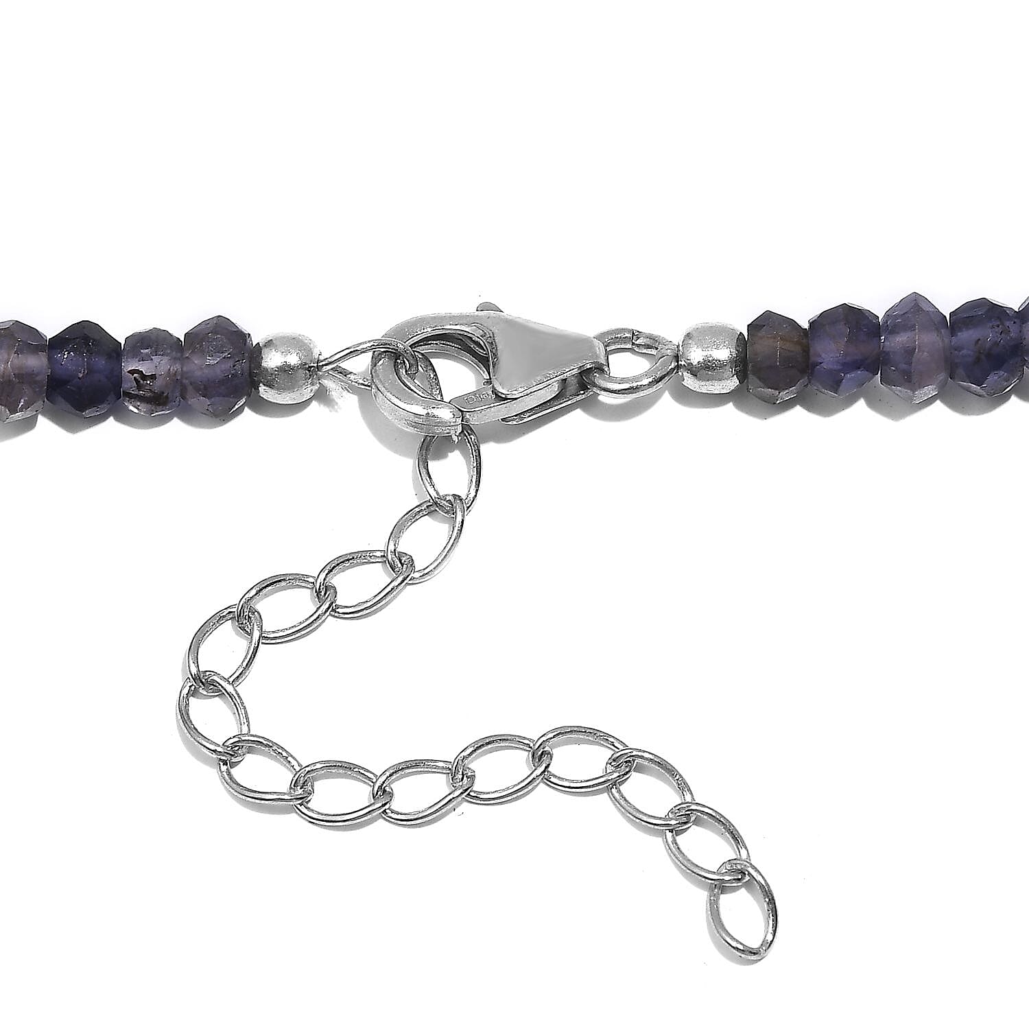 Catalina Iolite 58.00 ctw Beaded Necklace in Rhodium Over Sterling Silver 18-20 Inches