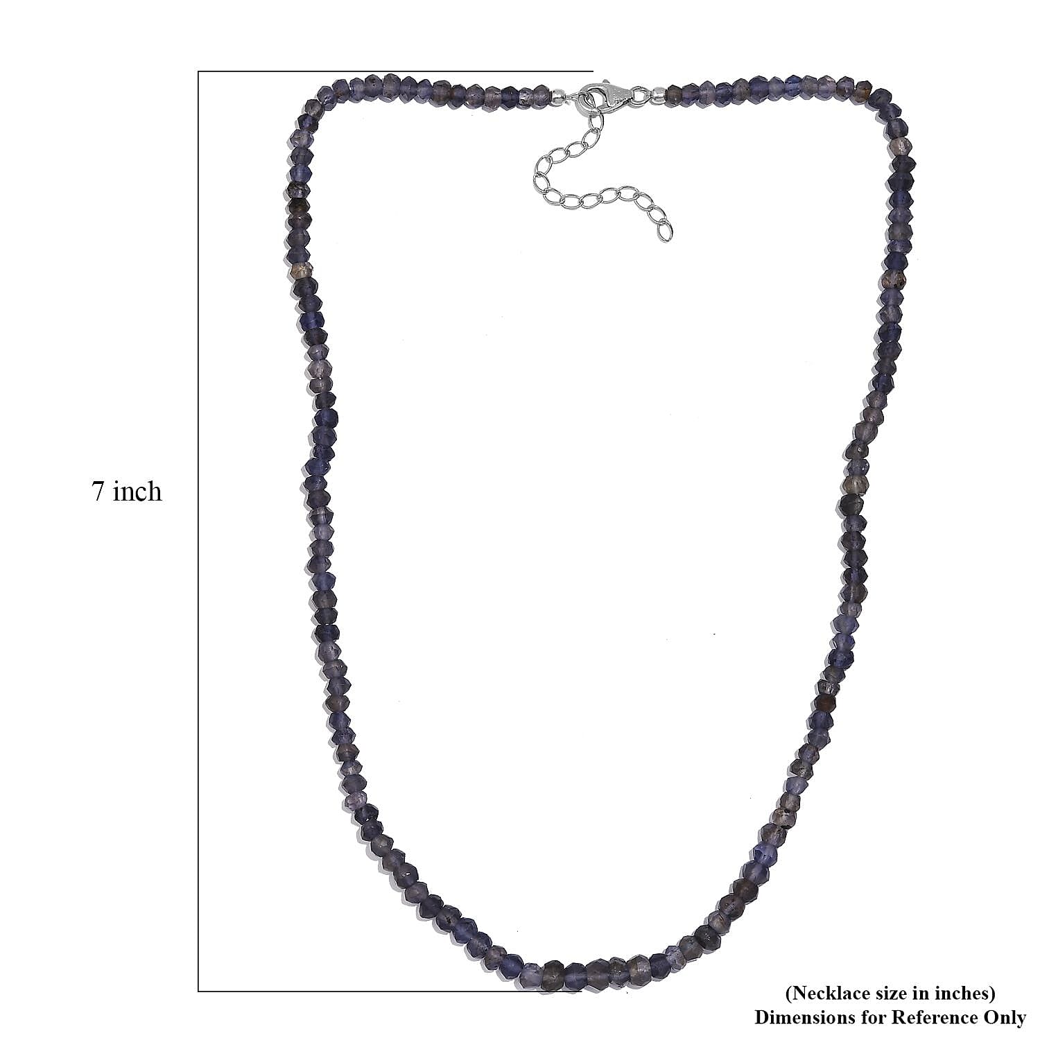 Catalina Iolite 58.00 ctw Beaded Necklace in Rhodium Over Sterling Silver 18-20 Inches