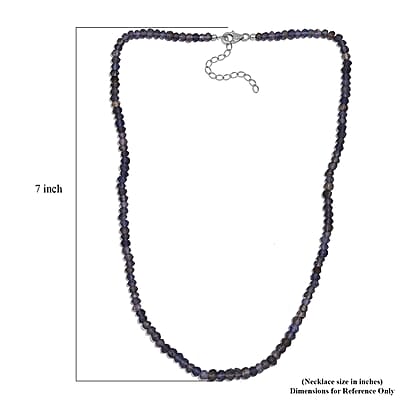 Catalina Iolite 58.00 ctw Beaded Necklace in Rhodium Over Sterling Silver 18-20 Inches