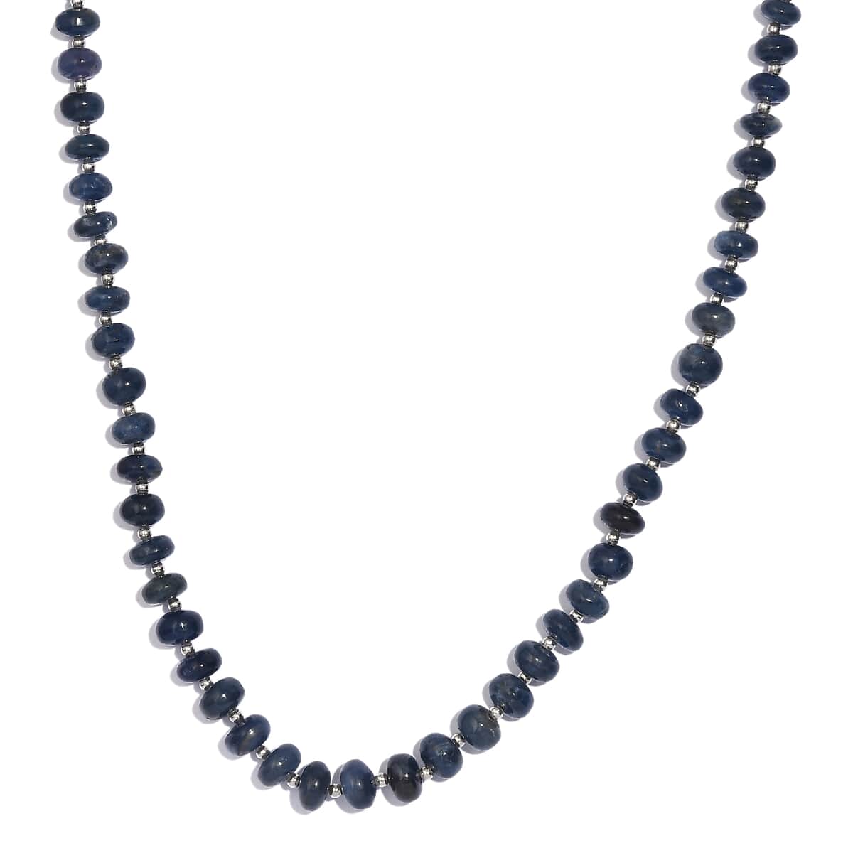 Blue Sapphire Beaded 123 ctw Necklace 18 Inches in Rhodium Sterling Over Silver image number 0