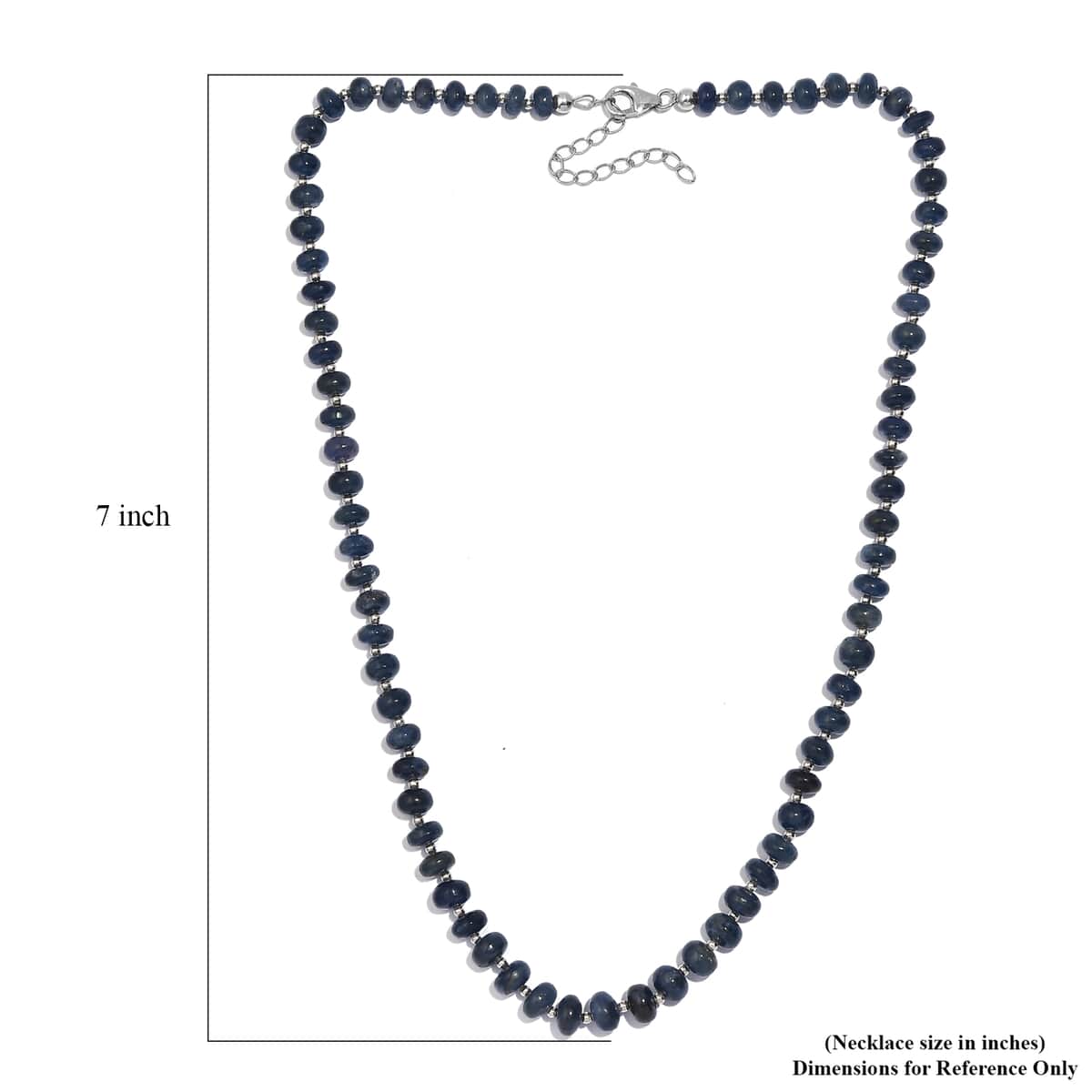 Blue Sapphire Beaded 123 ctw Necklace 18 Inches in Rhodium Sterling Over Silver image number 5