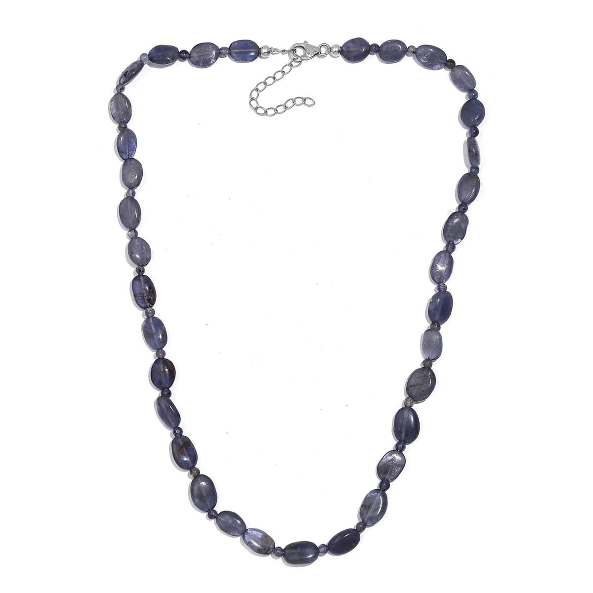 Catalina Iolite 95.00 ctw Beaded Necklace in Rhodium Over Sterling Silver 18 Inches image number 3