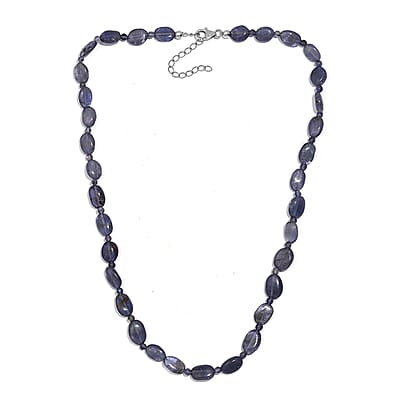 Catalina Iolite 95.00 ctw Beaded Necklace in Rhodium Over Sterling Silver 18 Inches