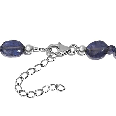 Catalina Iolite 95.00 ctw Beaded Necklace in Rhodium Over Sterling Silver 18 Inches