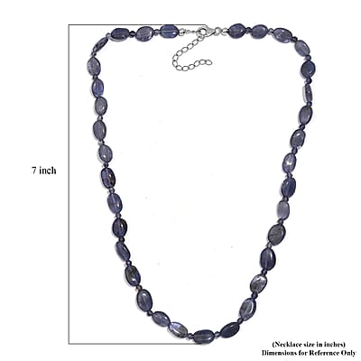 Catalina Iolite 95.00 ctw Beaded Necklace in Rhodium Over Sterling Silver 18 Inches