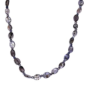 Catalina Iolite 80.00 ctw Beaded Necklace in Rhodium Over Sterling Silver 18 Inches