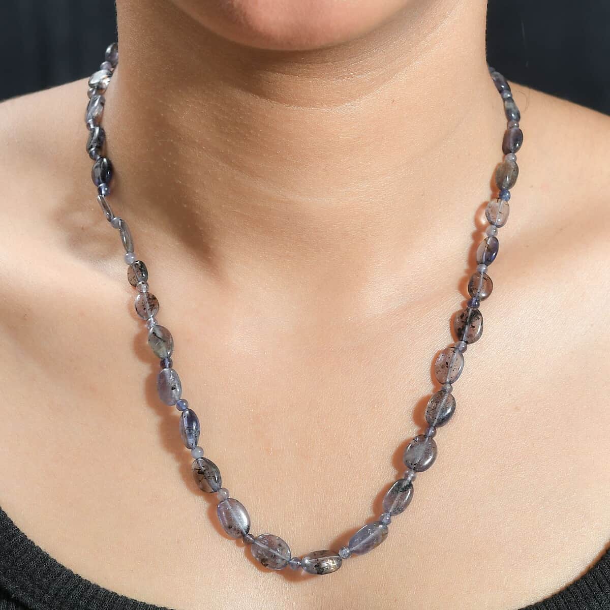 Catalina Iolite 80.00 ctw Beaded Necklace in Rhodium Over Sterling Silver 18 Inches image number 2