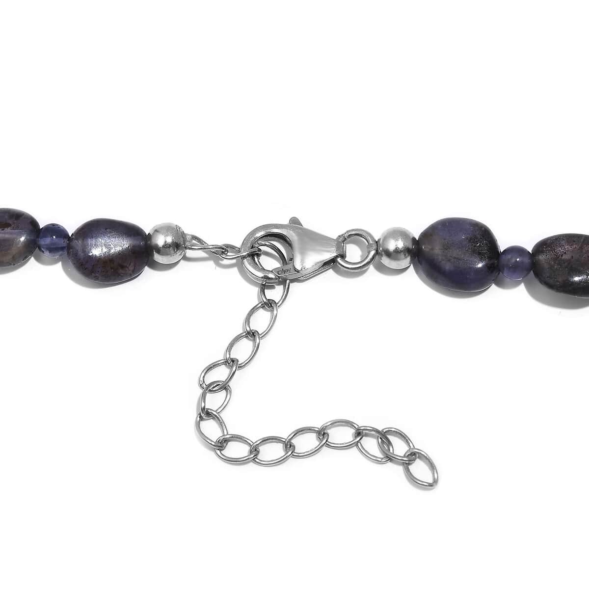 Catalina Iolite 80.00 ctw Beaded Necklace in Rhodium Over Sterling Silver 18 Inches image number 4