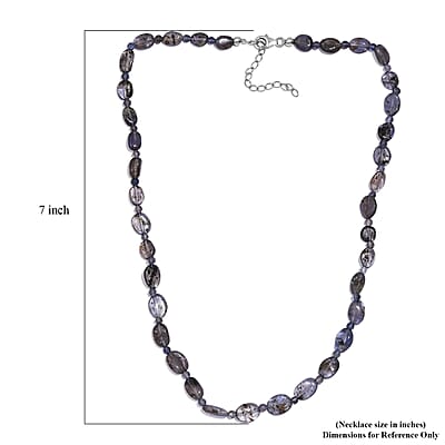Catalina Iolite 80.00 ctw Beaded Necklace in Rhodium Over Sterling Silver 18 Inches