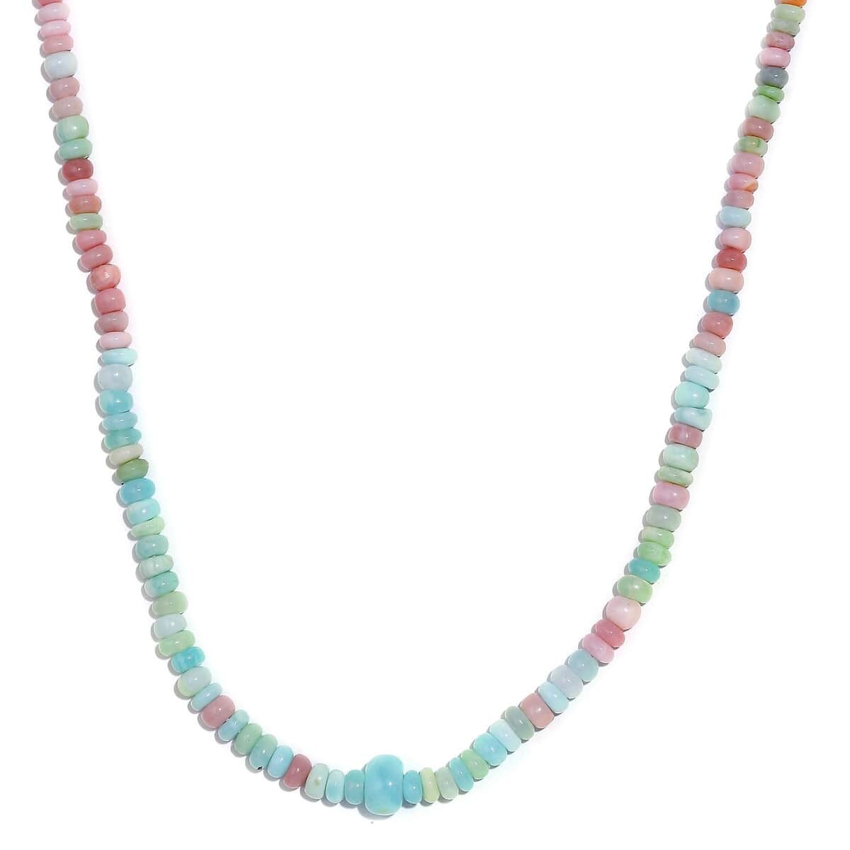 Multi Opal 65.00 ctw Beaded Necklace in Stainless Steel 18 Inches image number 0