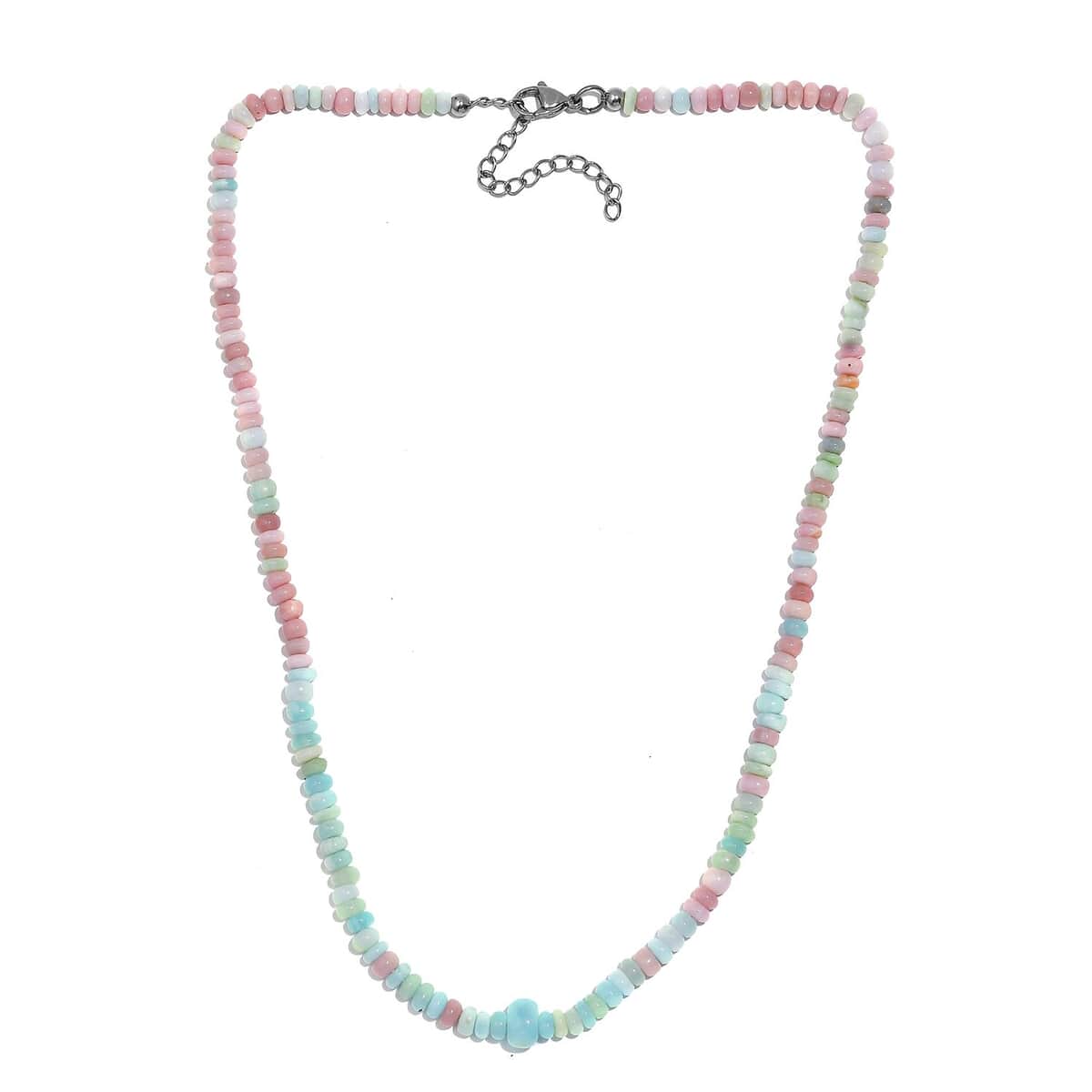 Multi Opal 65.00 ctw Beaded Necklace in Stainless Steel 18 Inches image number 3