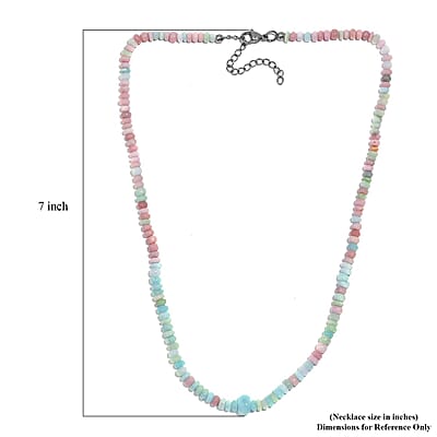 Multi Opal 65.00 ctw Beaded Necklace in Stainless Steel 18 Inches