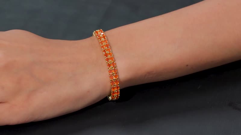 Crimson Fire Opal Sunfire Cascade Bracelet in 18K Vermeil YG Over Sterling Silver (7.25 In) 7.40 ctw