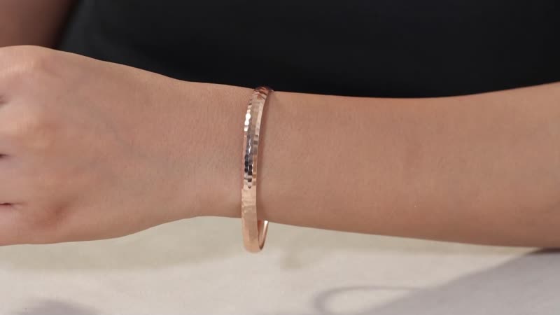 Doorbuster 18K RG Over Sterling Silver Bangle Bracelet (7.25 in) (4.60 g)