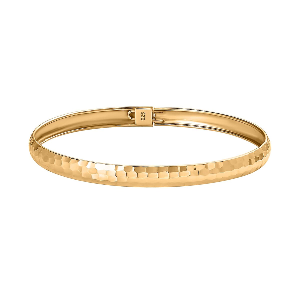 Hammered Textured Bangle Bracelet in 18K Yellow Gold Over Sterling Silver (7.25 in) 4.60 Grams image number 0