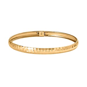 Hammered Textured Bangle Bracelet in 18K Yellow Gold Over Sterling Silver (7.25 in) 4.60 Grams