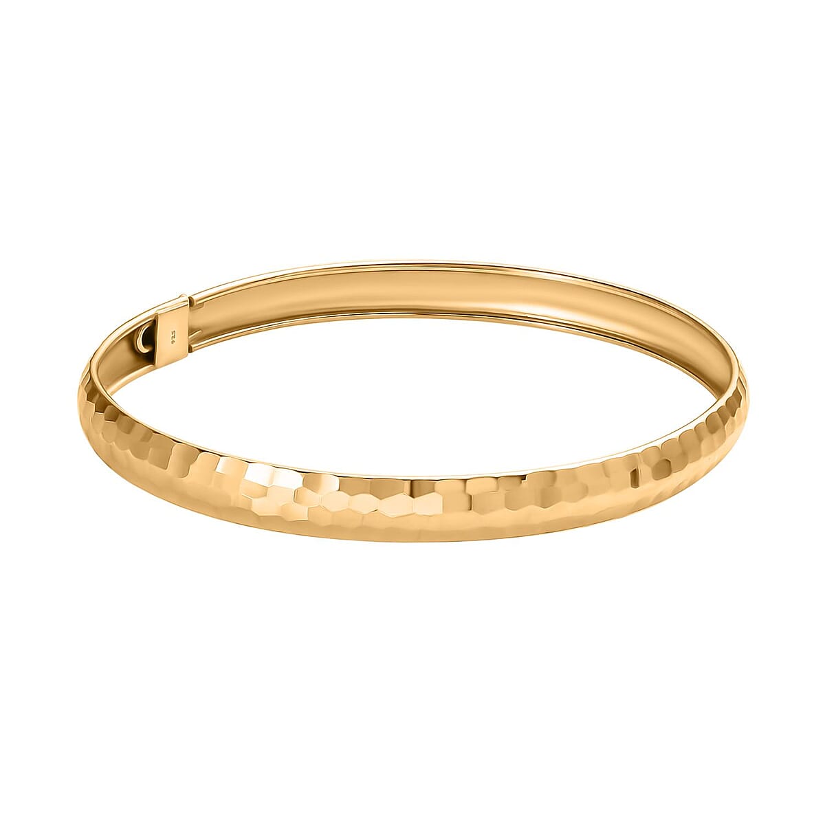 Hammered Textured Bangle Bracelet in 18K Yellow Gold Over Sterling Silver (7.25 in) 4.60 Grams image number 3