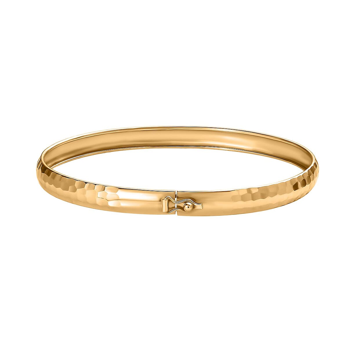Hammered Textured Bangle Bracelet in 18K Yellow Gold Over Sterling Silver (7.25 in) 4.60 Grams image number 4