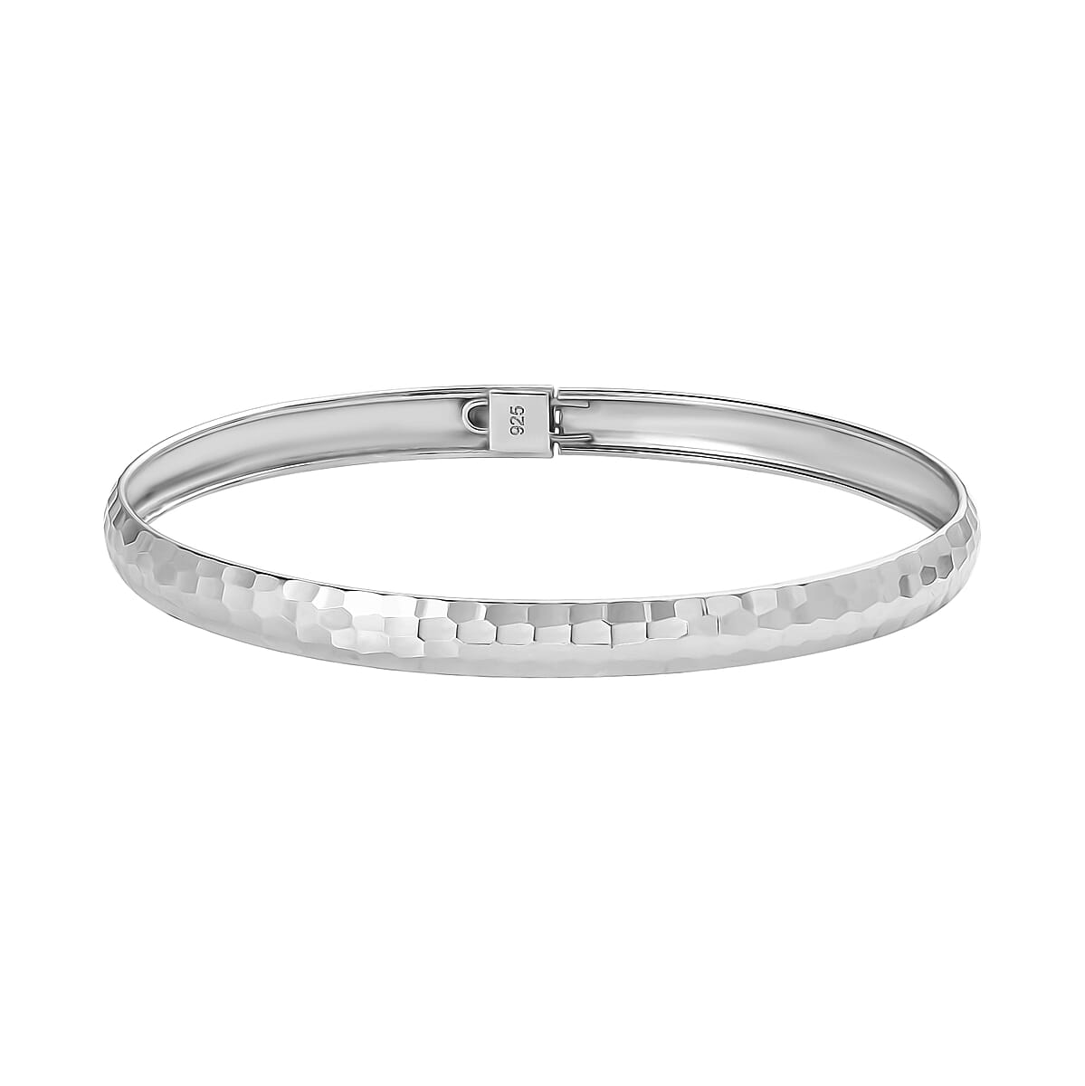 Hammered Textured Bangle Bracelet in Sterling Silver (7.25 in) 4.60 Grams image number 0