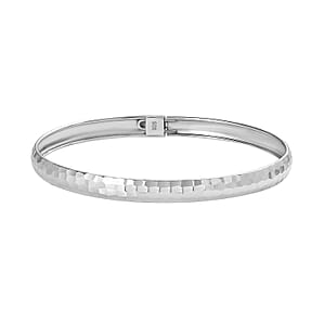 Hammered Textured Bangle Bracelet in Sterling Silver (7.25 in) 4.60 Grams