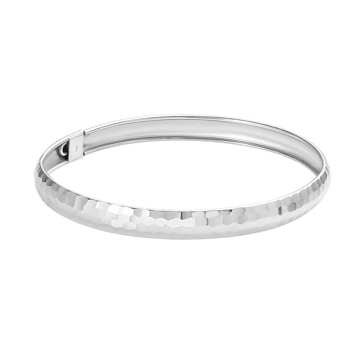 Hammered Textured Bangle Bracelet in Sterling Silver (7.25 in) 4.60 Grams image number 3