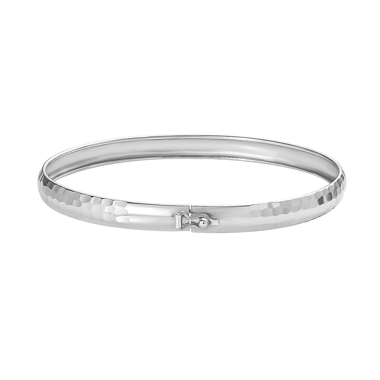 Hammered Textured Bangle Bracelet in Sterling Silver (7.25 in) 4.60 Grams