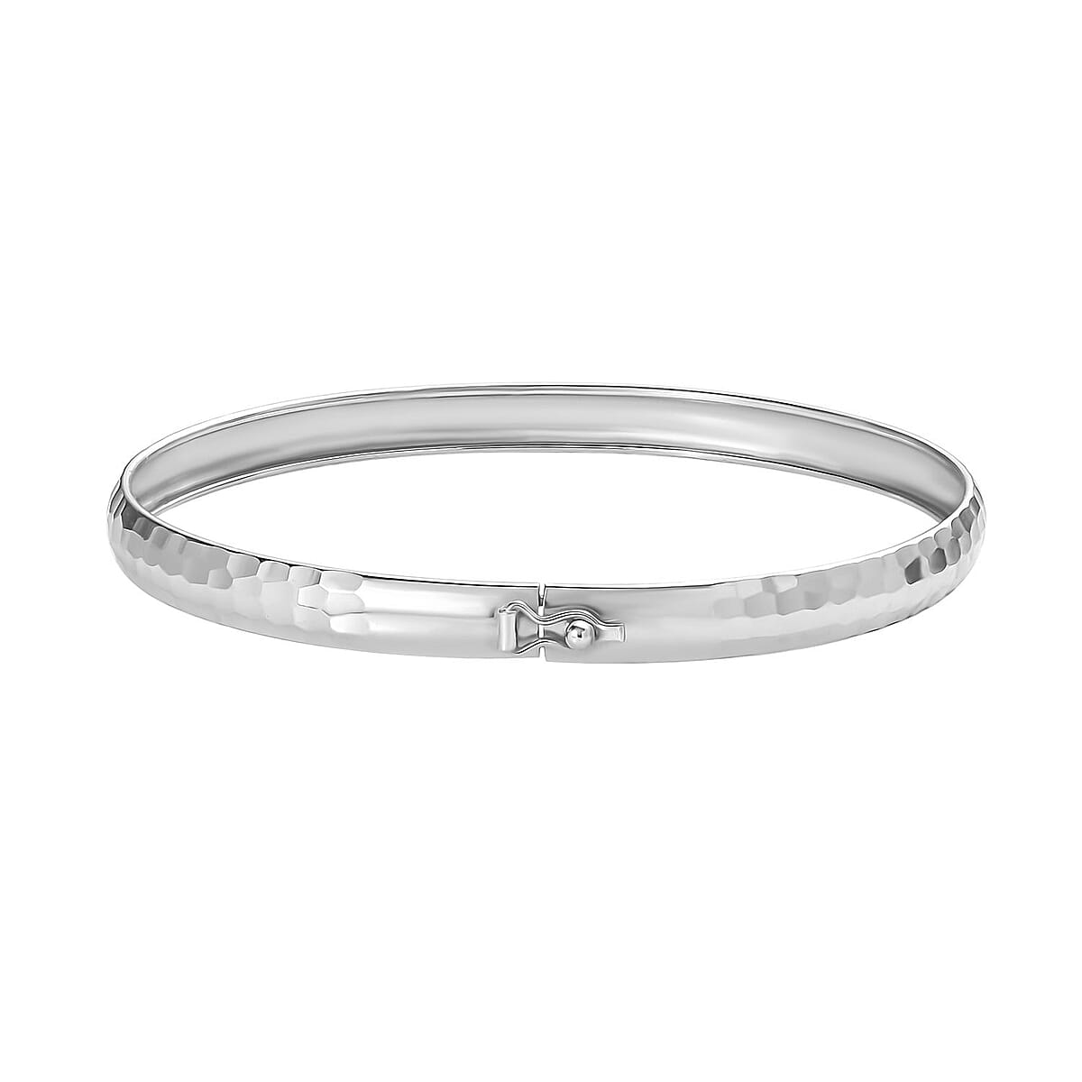 Hammered Textured Bangle Bracelet in Sterling Silver (7.25 in) 4.60 Grams image number 4