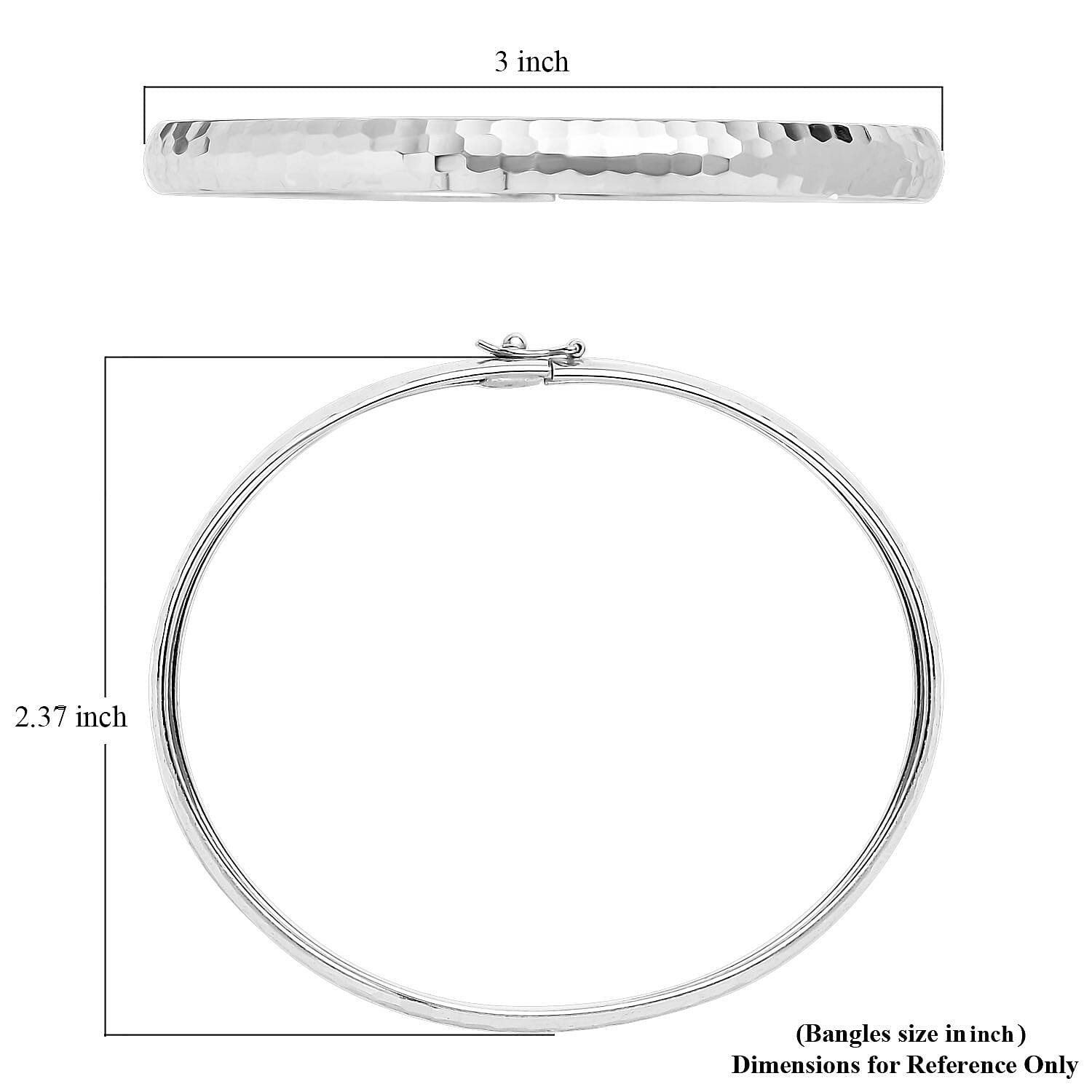 Hammered Textured Bangle Bracelet in Sterling Silver (7.25 in) 4.60 Grams