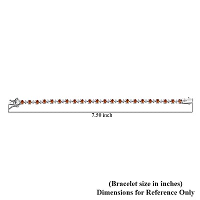 D'Joy Ceylon Hessonite Garnet and Moissanite 5.90 ctw Bracelet in Rhodium Over Sterling Silver (7.25 In)