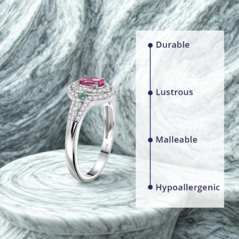 Luxoro AAA Mahenge Spinel, Boyaca Colombian Emerald and G-H I2 Diamond 1.00 ctw Radiant Rose Ring in 10K White Gold (Size 6.0)
