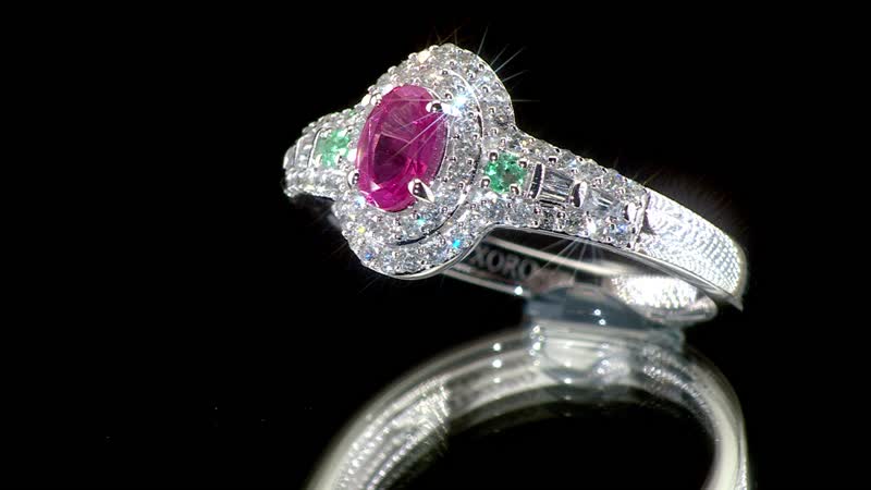 Luxoro 10K White Gold AAA Mahenge Spinel, Boyaca Colombian Emerald and Diamond (G-H, I2) (0.42 cts) Ring (Size 10.0) 1.00 ctw