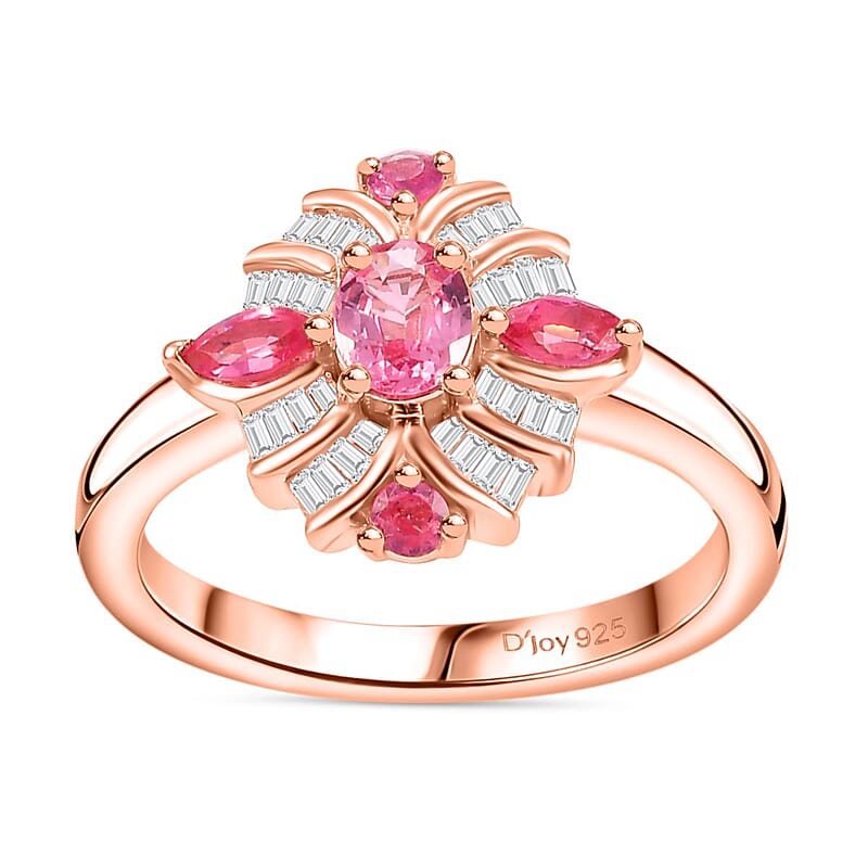 D'Joy Mahenge Spinel and Diamond 0.90 ctw Starlight Blossom Ring in 18K Vermeil Rose Gold Over Sterling Silver (Size 10.0) (Del. in 10-12 Days)