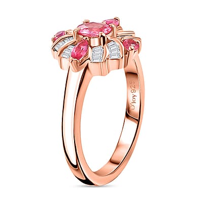 D'Joy Mahenge Spinel and Diamond 0.90 ctw Starlight Blossom Ring in 18K Vermeil Rose Gold Over Sterling Silver (Size 10.0) (Del. in 10-12 Days)
