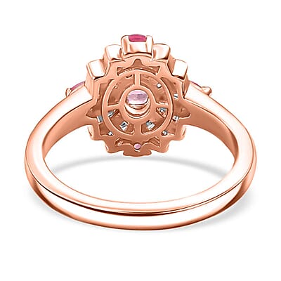 D'Joy Mahenge Spinel and Diamond 0.90 ctw Starlight Blossom Ring in 18K Vermeil Rose Gold Over Sterling Silver (Size 10.0) (Del. in 10-12 Days)