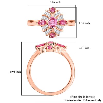 D'Joy Mahenge Spinel and Diamond 0.90 ctw Starlight Blossom Ring in 18K Vermeil Rose Gold Over Sterling Silver (Size 10.0) (Del. in 10-12 Days)