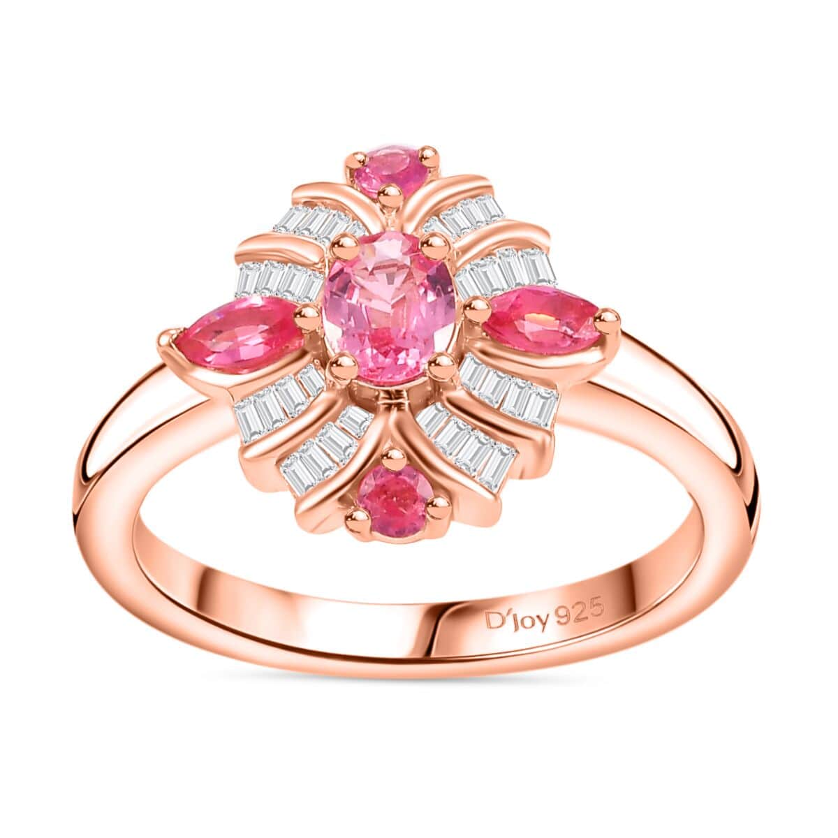 Mahenge Spinel and Diamond 0.90 ctw Starlight Blossom Ring in 18K Vermeil Rose Gold Over Sterling Silver (Size 6.0) (Del. in 10-12 Days) image number 0