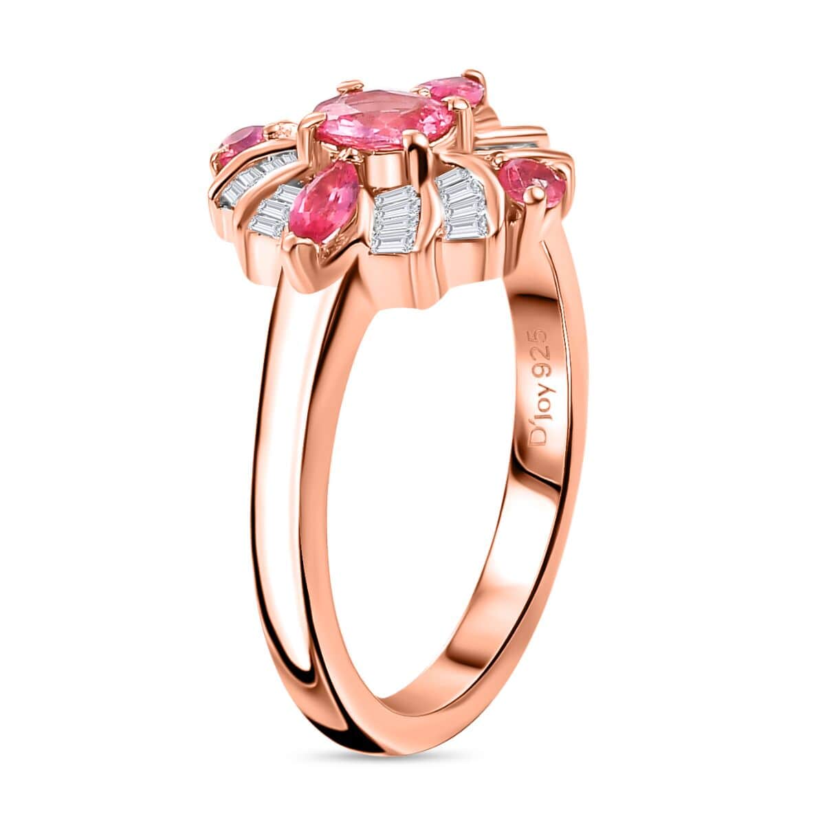 Mahenge Spinel and Diamond 0.90 ctw Starlight Blossom Ring in 18K Vermeil Rose Gold Over Sterling Silver (Size 6.0) (Del. in 10-12 Days) image number 3