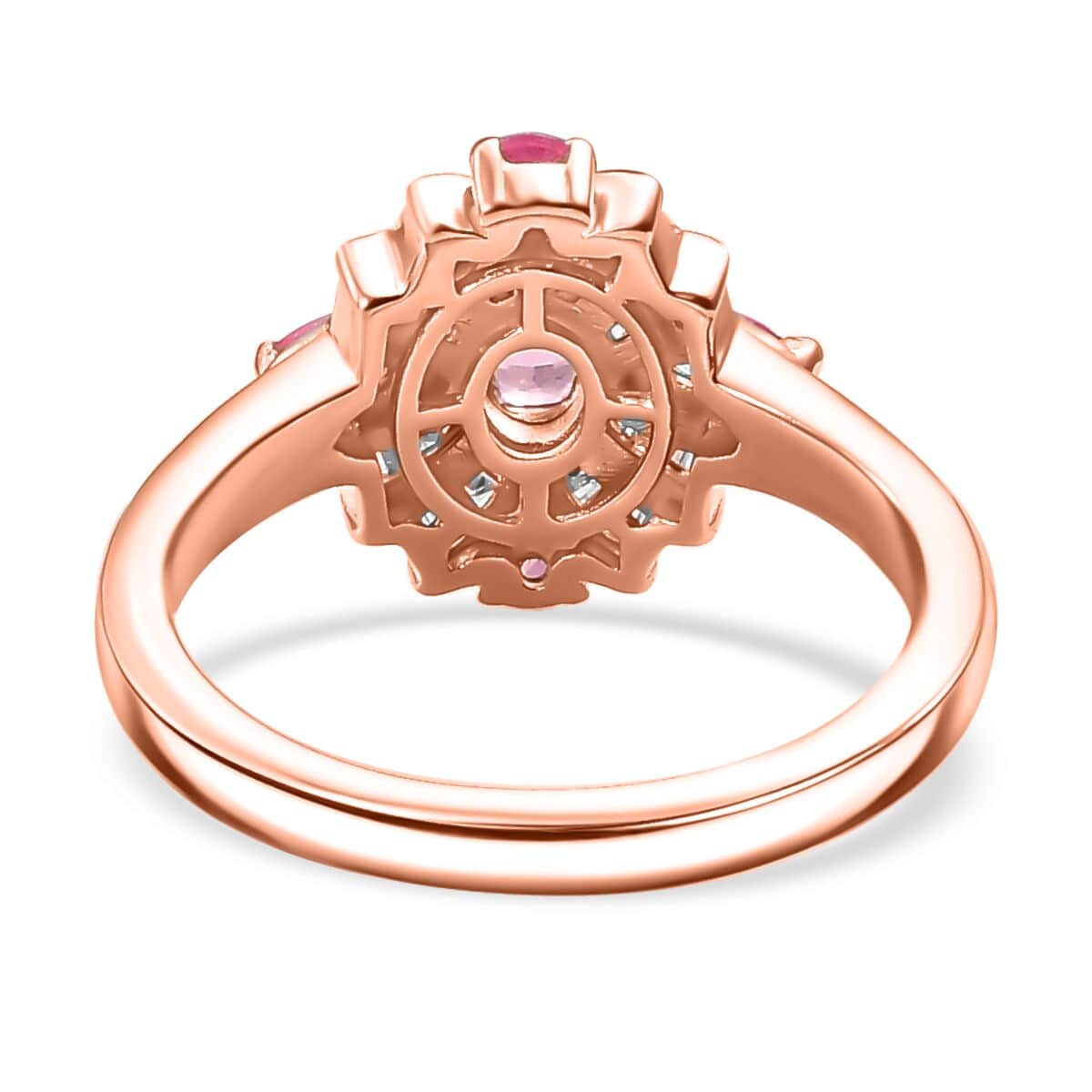 Mahenge Spinel and Diamond 0.90 ctw Starlight Blossom Ring in 18K Vermeil Rose Gold Over Sterling Silver (Size 6.0) (Del. in 10-12 Days) image number 4