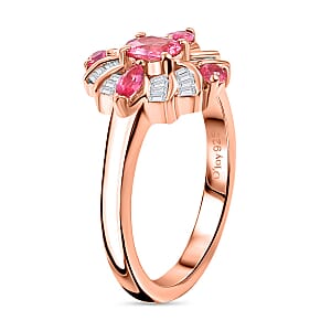 D'Joy Mahenge Spinel and Diamond 0.90 ctw Starlight Blossom Ring in 18K Vermeil Rose Gold Over Sterling Silver (Size 7.0)