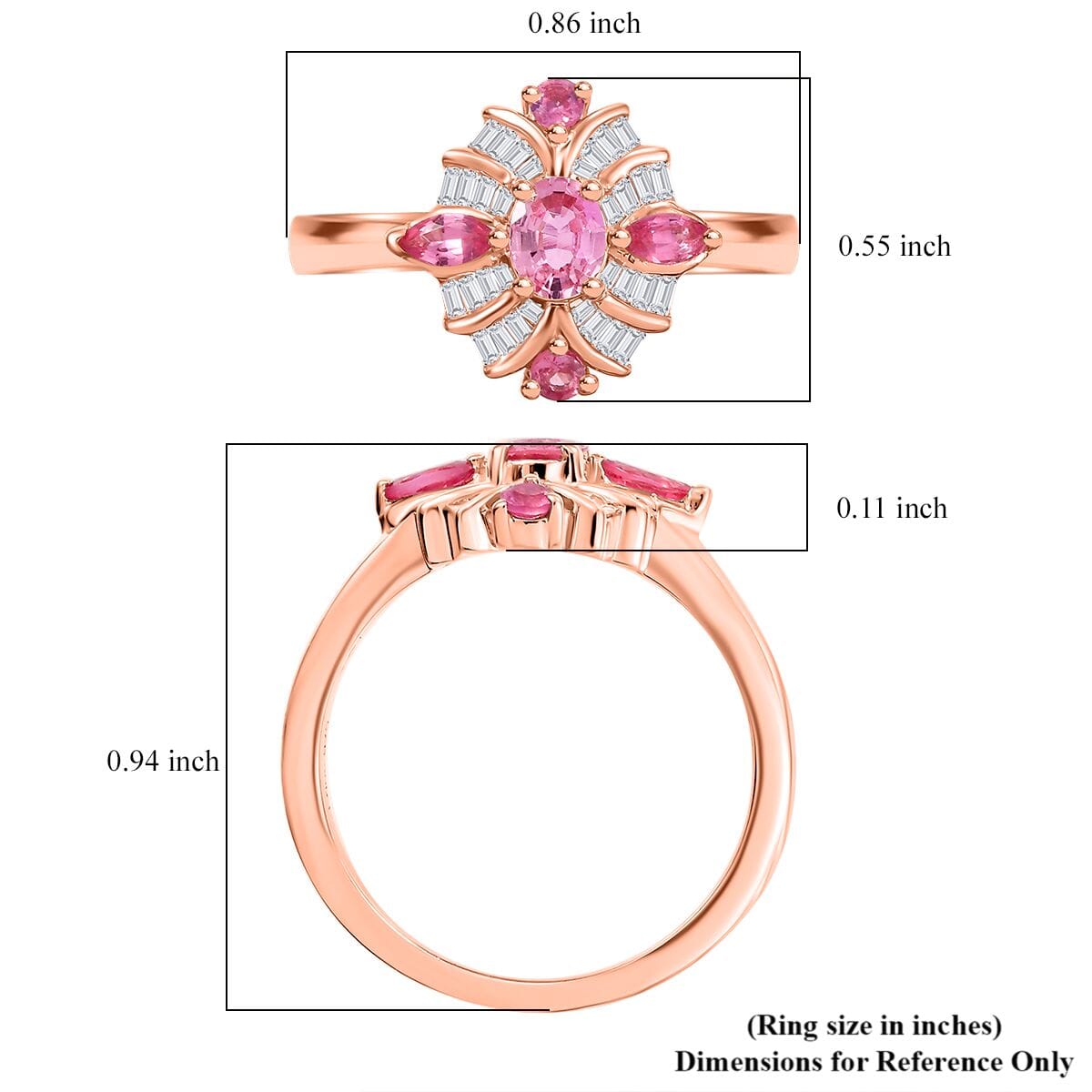 Mahenge Spinel and Diamond 0.90 ctw Starlight Blossom Ring in 18K Vermeil Rose Gold Over Sterling Silver (Size 8.0) image number 5